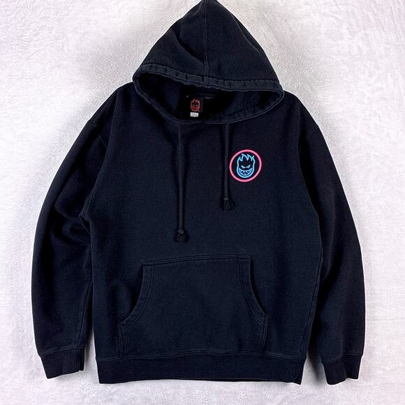 Spitfire Other - VTG Spitfire Skateboards The End Hoodie Mens M Pink Cyan Y2K Skate SoCal Surf